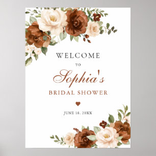 Blumenrost Peach Greenery Orange Brautparty Poster