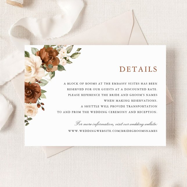 Blumenrost Pfirsichgrün Hochzeitdetails Beilage Einladung (Von Creator hochgeladen)
