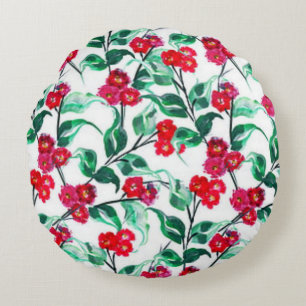 Blumenrot-Blume Muster-56698 Rundes Kissen