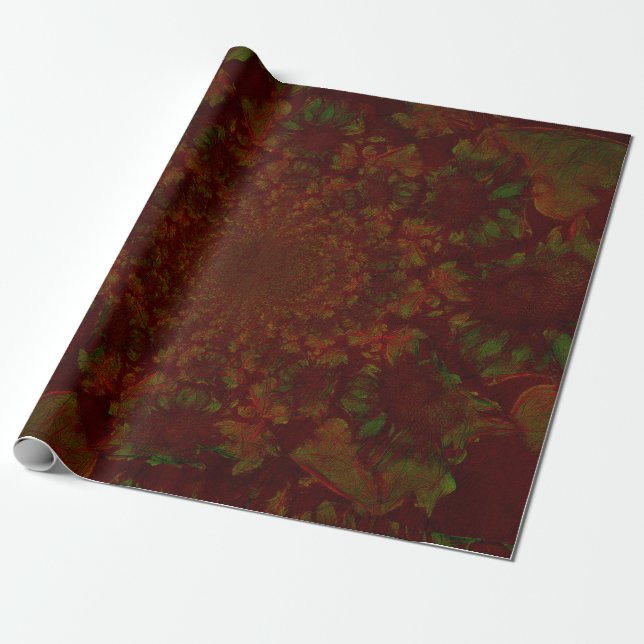 Blumenrot Grün Moderne Elegante Weihnachten Geschenkpapier (Ungerollt)