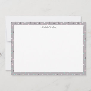 Blumenrot im Frühling, Monogramm in Türkis Mitteilungskarte