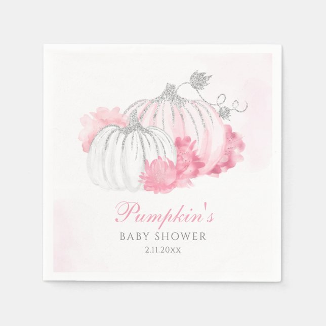 Blumenrot Pink Pumpkin Girl Babydusche Serviette (Vorderseite)