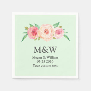 Blumenrot Rosa Grüne Hochzeit Napkin Serviette