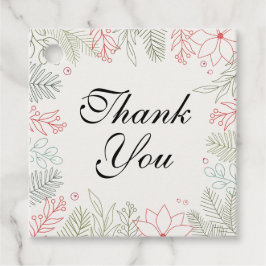 Blumenrot und grüne Rahmen Vielen Dank Geschenkanhänger