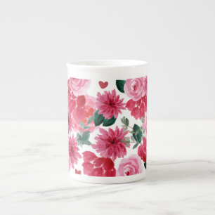 Blumenrot und rosa Blume Prozellantasse