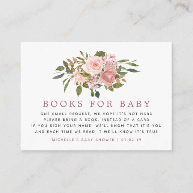 Blumenrot und Rose Goldene Buchanfrage Begleitkarte (Vorderseite)