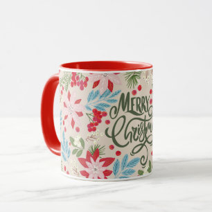 Blumenrot Weihnachtsschrift Tasse