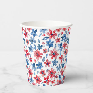 Blumenrot - Weißes und Blaues Papier - Cup am 4. J Pappbecher