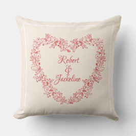 Blumenrotes Herz Eleganter Vintager Valentinstag Kissen