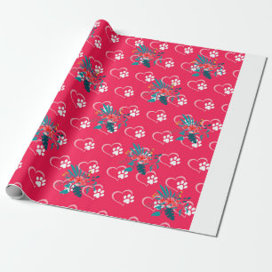 Blumenrotes Papier druckt Wrapping Paper Design Geschenkpapier