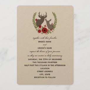 Blumenrotwild-Weihnachtshochzeits-Einladung Einladung