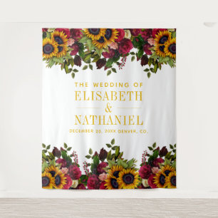 Blumenrustikale Hochzeitsstand Foto Kulisse Wandteppich