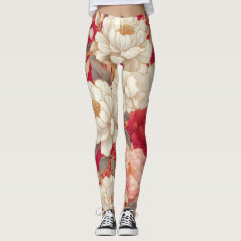 Blumenrustikale Vintage Rot Leggings