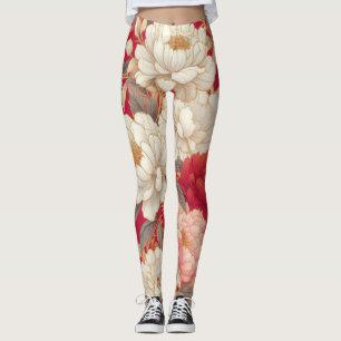 Blumenrustikale Vintage Rot Leggings