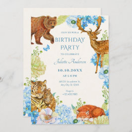 Blumensafari-Wald-Natur Geburtstag Einladung