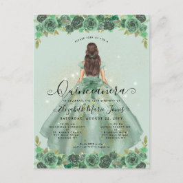 Blumensage Green Gold Glaess Prinzessin Quinceaner Postkarte