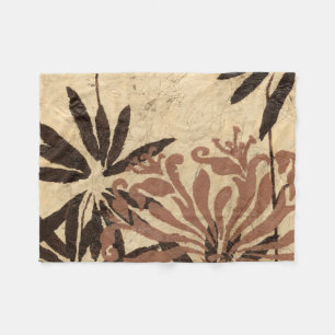 Blumenschablone-Entwurf mit Tawny Blätter Fleecedecke