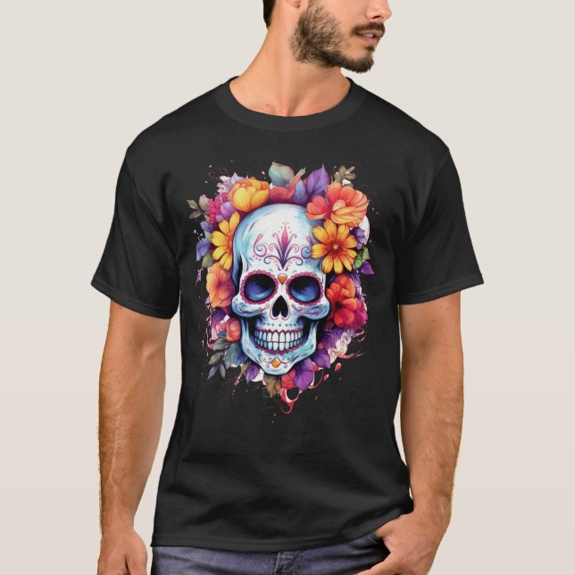 Blumenschädel 20 T-Shirt (Vorderseite)