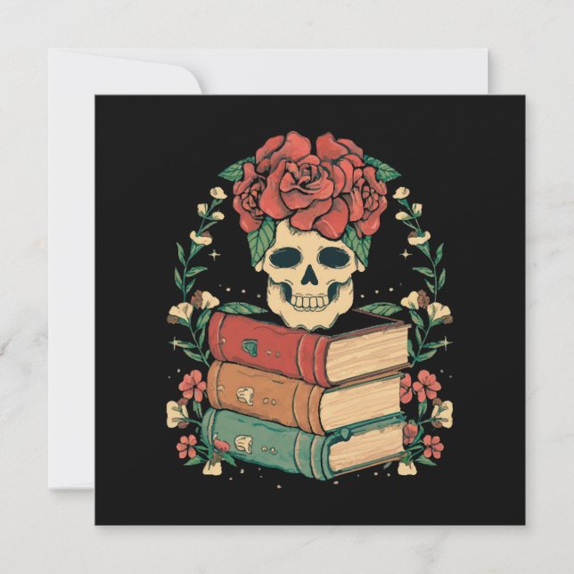 Blumenschädel auf Ihren Büchern (Vorderseite)