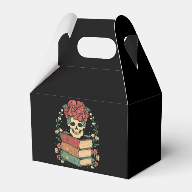 Blumenschädel auf Ihren Büchern Geschenkschachtel (Vorderseite)