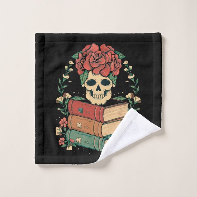 Blumenschädel auf Ihren Büchern Waschlappen (Waschlappen)