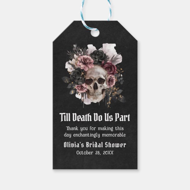 Blumenschädel bis zum Tod tun uns Teil Brautparty Geschenkanhänger (Vorderseite)
