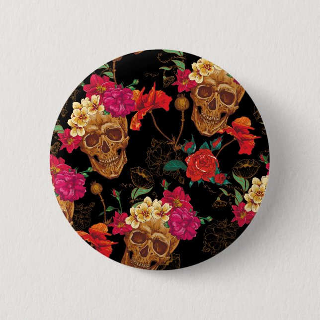 Blumenschädel Button (Vorderseite)
