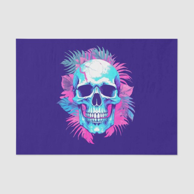 Blumenschädel im Vaporwave-Stil Seidenpapier (Vorderseite)
