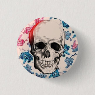 Blumenschädel-Knopf Button