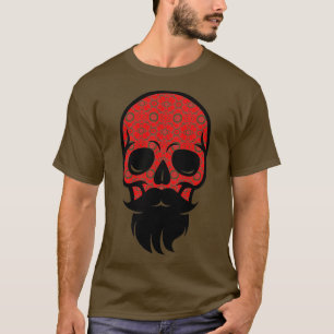 Blumenschädel mit Bart und Mustache F T-Shirt