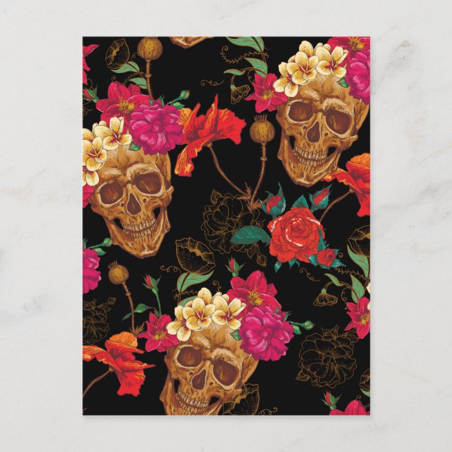Blumenschädel Postkarte (Vorderseite)