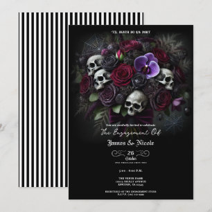 Blumenschädel-Strauß Gothic-Halloween-Hochzeit Einladung