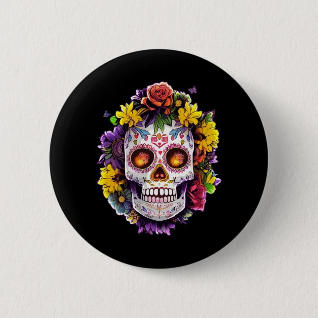 Blumenschädel-Tag der Regierungsbehörde Button (Vorderseite)