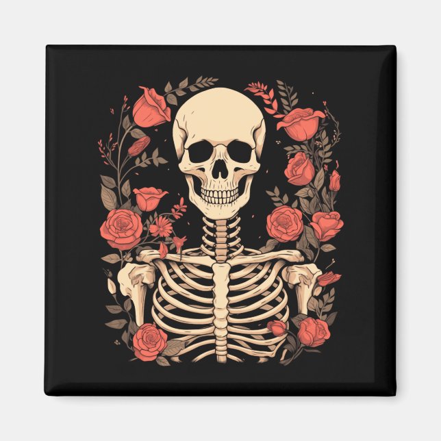Blumenschädel Tag der Regierungsbehörde Dia Magnet (Vorne)