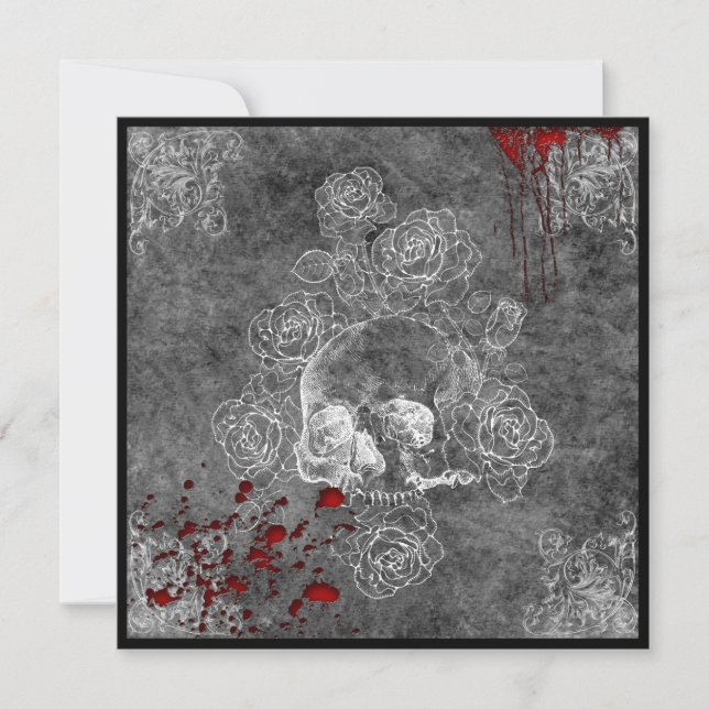 Blumenschädel und Rose Horror Goth Hochzeit (Vorderseite)