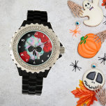 Blumenschädel Wasserfarbener Rumpf Armbanduhr<br><div class="desc">Eine schöne Uhr mit einem Schädel mit Blume-Design in Aquarellmalerei. Ideal für jemanden,  der Pastellgottestil und Zucker-Schädel mit Blumenmotiven mag.</div>