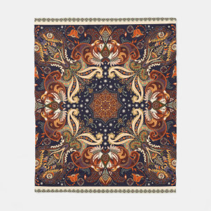 Blumenschal quadratischer Ornament: Indische Batik Fleecedecke