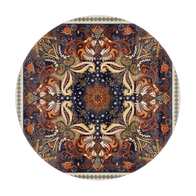 Blumenschal quadratischer Ornament: Indische Batik Schneidebrett (Vorderseite)
