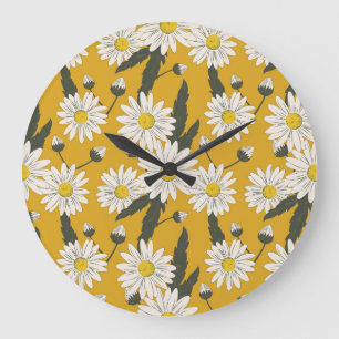 Blumenschaldesign, vintage Hintergrund. Große Wanduhr