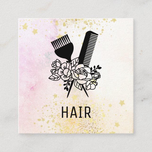 *~* Blumenschere Combe Blume Glitzer Dryer AP6 Quadratische Visitenkarte (Vorderseite)