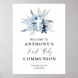 Blumenschild aus Pampas Poster