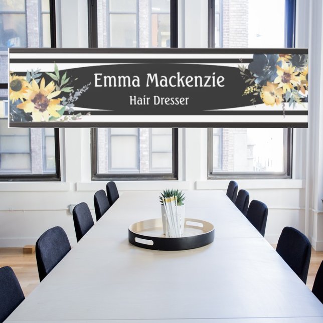 Blumenschild Blume Schwarz und Weiß Türschild (Von Creator hochgeladen)