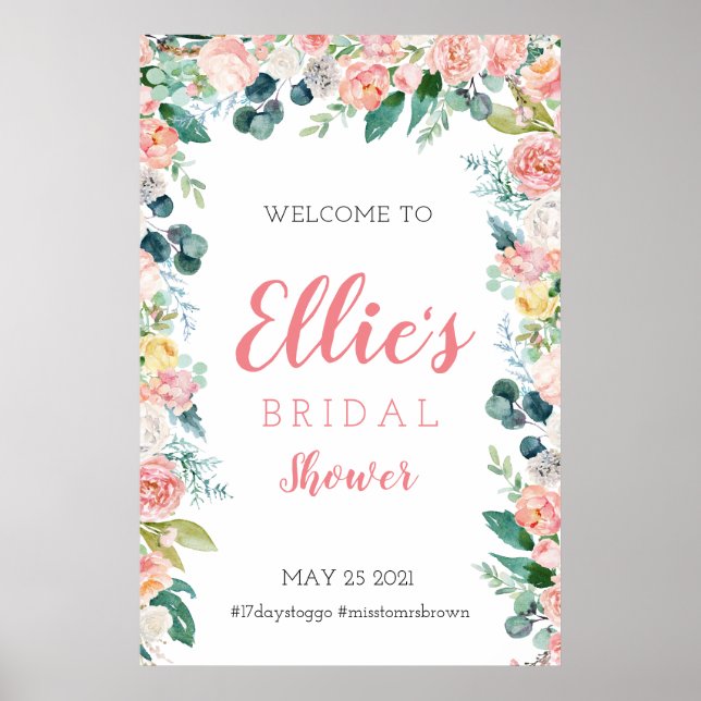 Blumenschild für Frühling, Party für Tee Poster (Vorne)