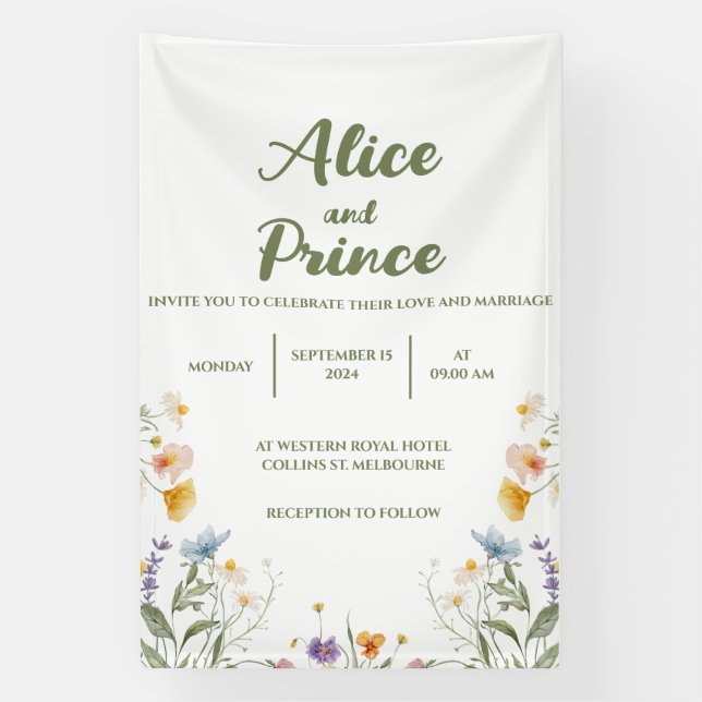 Blumenschild Hochzeitsschild Banner (Vertikal)