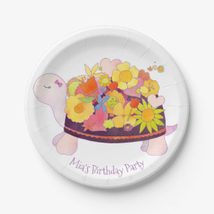 Blumenschildkröte-Geburtstags-Party Pappteller