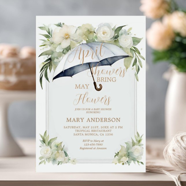 Blumenschirm April Duschen bringen Mai Blume Einladung (Von Creator hochgeladen)