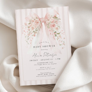 Blumenschleife Wildblumen rosa Baby-Mädchen-Party Einladung