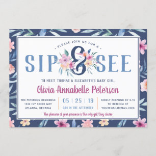 BlumenSchlückchen und sehen Babyparty-Einladung, Einladung