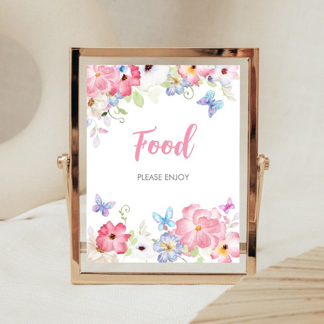 Blumenschmetterling Baby Shower Essen Schild (Butterflies Baby Shower Food Sign)