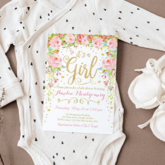 Blumenschmetterling Girl Babydusche Einladung